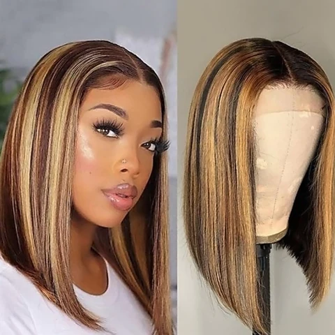 Lace Front & HD Lace - Allove Hair Piano Highlights Color 13X4 4X4 Lace Front Short