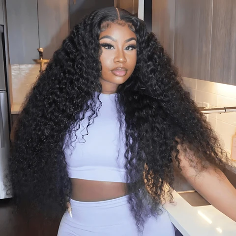 Geeta Hair 24H Shipping Deep Curly Glueless 13X4 Transparent Lace official product photo