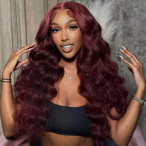Geeta Hair Body Wave 99J Lace Front Wig 13X4 Burgundy official product photo