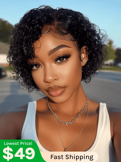 Klaiyi Hair Short Pixie Cut Lace Front Bob Wigs official product photo